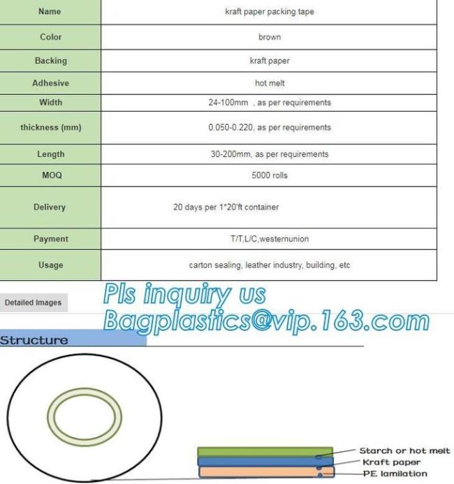 Heavy Packing Labelhhh Tape Label / Gummed Tape Kraft With PE Coated