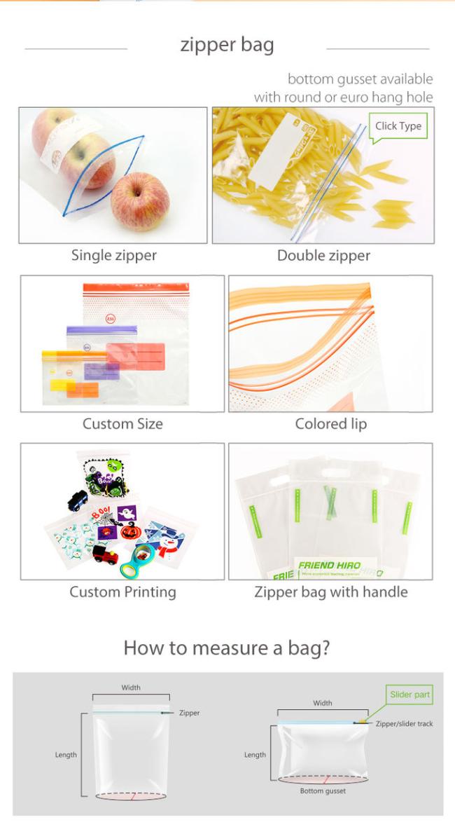 Custom Printed Biodegradable Food Grade Reusable Pe Plastic Poly Packaging Double Zip Lock Bag