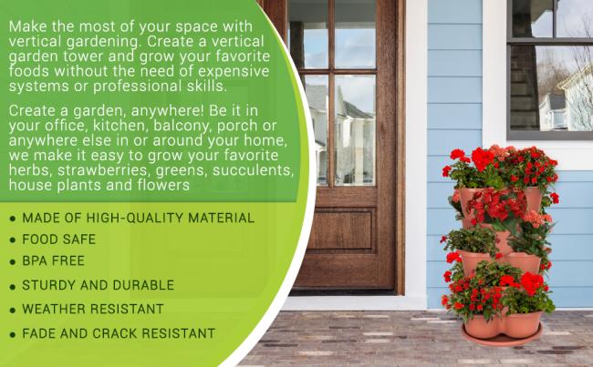 vertical garden tower tiered planter pot container heavy duty large herb garden indoor outdoor pot
