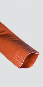 layflat, discharge, hose, brown, PVC, water hose, liquid transfer, medium duty, lay-flat