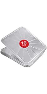 8x8 Foil Pans with Lids (10 Count) 8 Inch Square Aluminum Pans with Covers - Foil Pans and Foil Lids