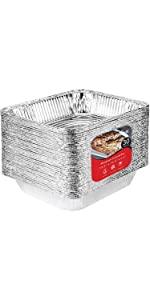 8x8 Foil Pans with Lids (10 Count) 8 Inch Square Aluminum Pans with Covers - Foil Pans and Foil Lids