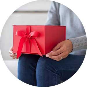 Large red gift box with lid and ribbon for wedding party gifts, anniversaries and sorority gifts
