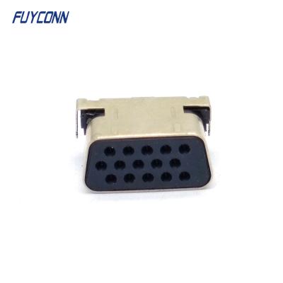 China Lower Profile D-SUB Connectors Right Angle PCB 15 Pin Female VGA for sale