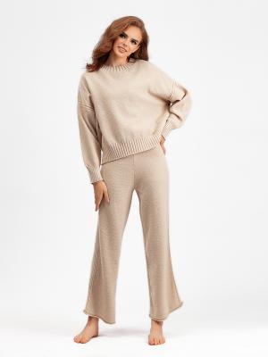China Women s Sweaters with Pullover Closure for Outdoor Activities in Fall Season Knitted long sleeved sweater wide leg pants for sale