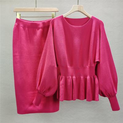 China Stylish and Durable Women s Pullover in Polyester Perfect for Any Occasion Lantern long sleeved hip wrap skirt sets for sale