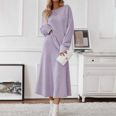 China Women's Sweater 2024 New Elegant Knitted Set Women's One Shoulder Sweater Top Elastic Waist Fishtail Skirt for sale