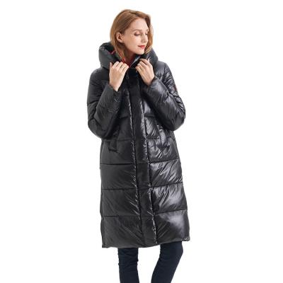 China FODARLLOY 2022 puffer jacket ladies warm hooded cotton-padded clothes slim long down winter jackets women coats for sale