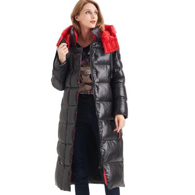 China FODARLLOY Custom Down Puffer Jacket winter ladies warm hooded cotton-padded clothes women slim long down puffer jacket for sale