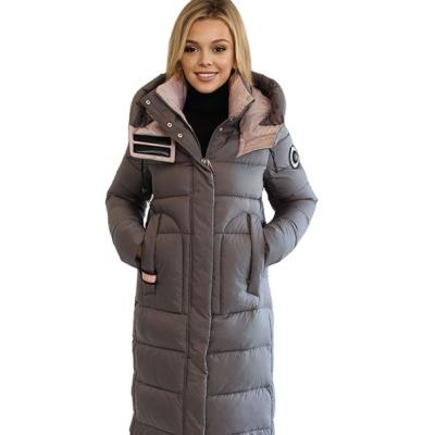 China FODARLLOY New women's wear winter thick hooded in the long collision color women cotton-padded puff jacket for sale