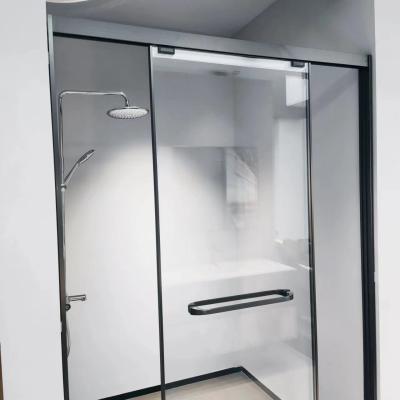 China 304 Stainless Steel Tempered Glass Black Sliding Door Shower Enclosure 1200 X 700 for sale