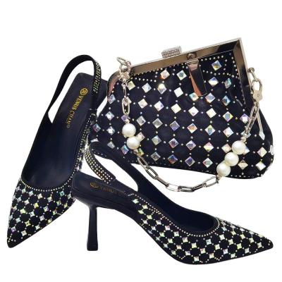 China 2023 New  women  African Hign Heel Shoes and Matching Bags Italian Shoes 2023 Wholesale Price Fashion with Purse for Wedding/ for sale