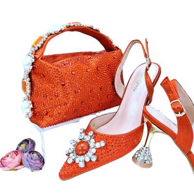 China Wholesale price african Fashion red high heel shoes and matching bags Italian shoes with purse for wedding/party for sale