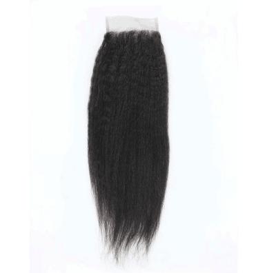 China Smooth Real 100 Human Hair Lace Closure Kinky Straight Customized Length for sale