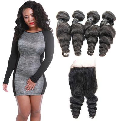 China Healthy Tight Loose Human Hair Extensions With Closure Customized Length for sale