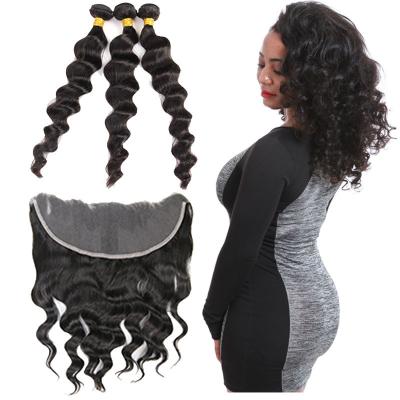 China Natural Raw Indian Virgin Human Hair Weave Loose Wave Without Chemical Process for sale