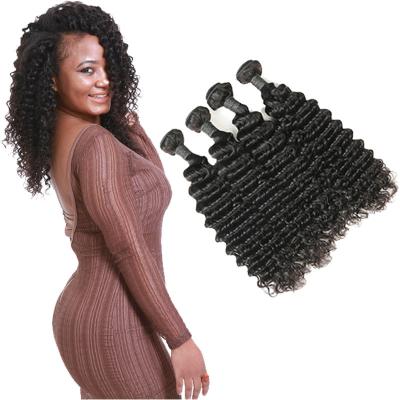 China Long Natural Deep Wave Hair Bundles / Raw Deep Wave Human Hair Extensions for sale