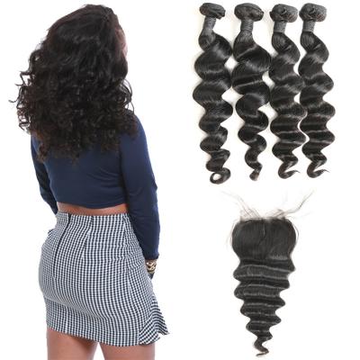 China Long 9A Virgin Indian Curly Hair With Closure 4 Bundles CE Certification for sale