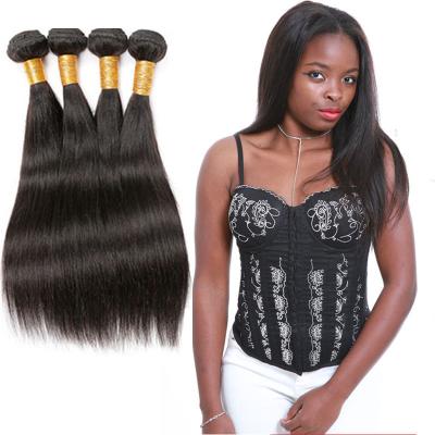 China Unprocessed Straight Remy Human Hair Weave Natural Black Color Thick Bottom for sale
