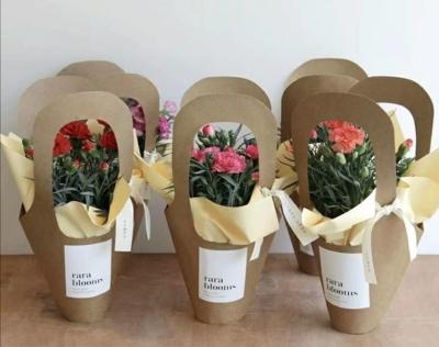 China 250g Kraft Flower Bouquet Paper Bag Recyclable Home Decoration en venta