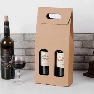 China 10cm*35cm*10cm Wine Bottle Paper Bags Biodegradable 2 Bottle Wine Gift Bag for sale