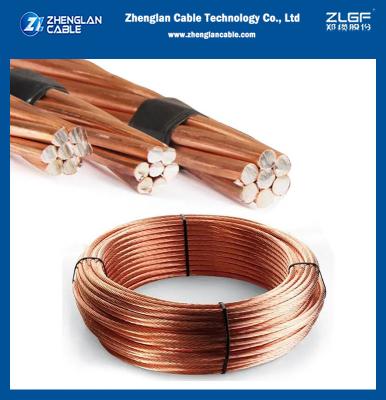 China 40% Conductivity Bare Copper Clad Steel 3#8AWG Ground Rod Conductor Wire CCS Electric for sale