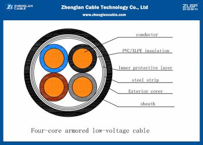 China Low Voltage 4 Core Outdoor Underground Armoured Cable SWA Armoured Cable IEC Standard for sale