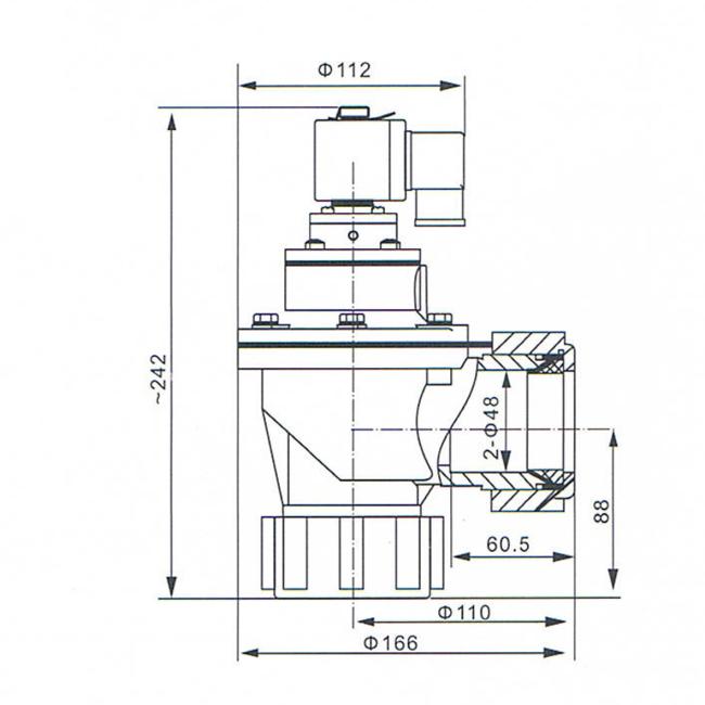Overall Dimension of Dust Removal Electromagnetic Pulse Valve