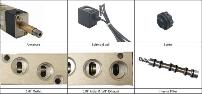 Details About 5/2 Way AirTAC Type Pneumatic Solenoid Air Valve: