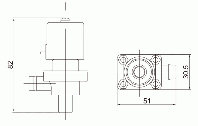Main Dimension of RO Solenoid Water Valve: