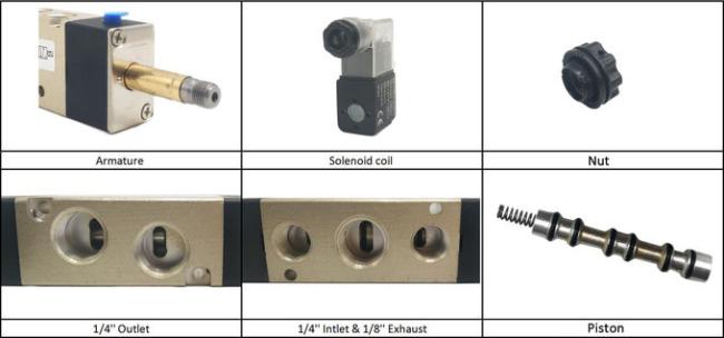 AirTAC Type 5/2 Way 1/8'' Double Coil Pneumatic Solenoid Valve 24VDC 220VAC 4V120-06 With Flying Leads