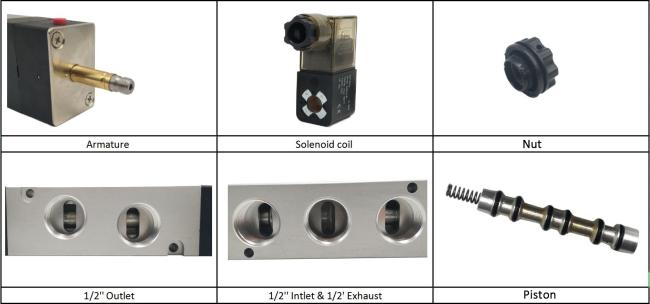 1/2'' NPT BSPT 5/2 Way 4V420-15 Air Directional Control Solenoid Pneumatic Valve