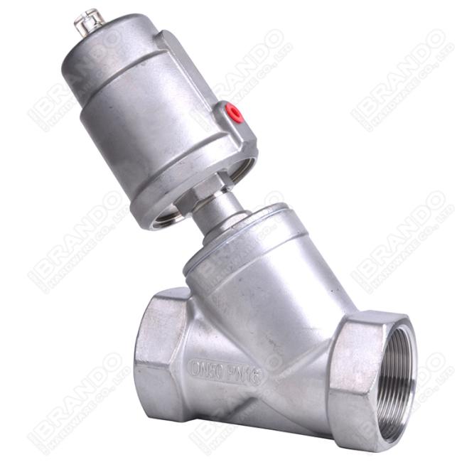 DN15 PN16 Tri Clamp Pneumatic Angle Seat Valve Stainless Steel Head 2