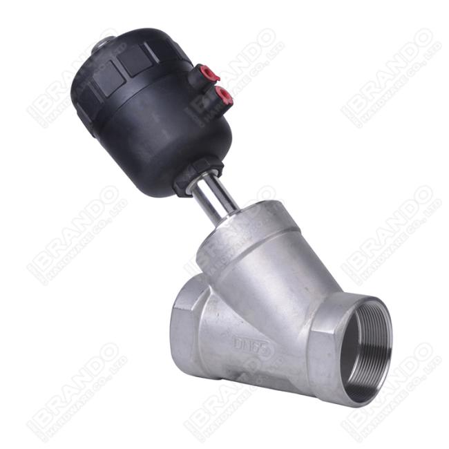 DN15 PN16 Tri Clamp Pneumatic Angle Seat Valve Stainless Steel Head 1