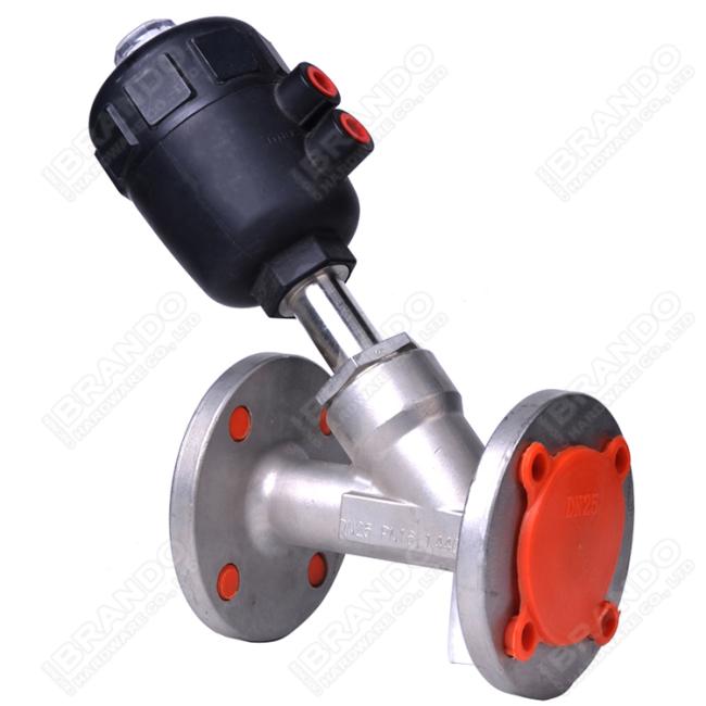 DN15 PN16 Tri Clamp Pneumatic Angle Seat Valve Stainless Steel Head 6
