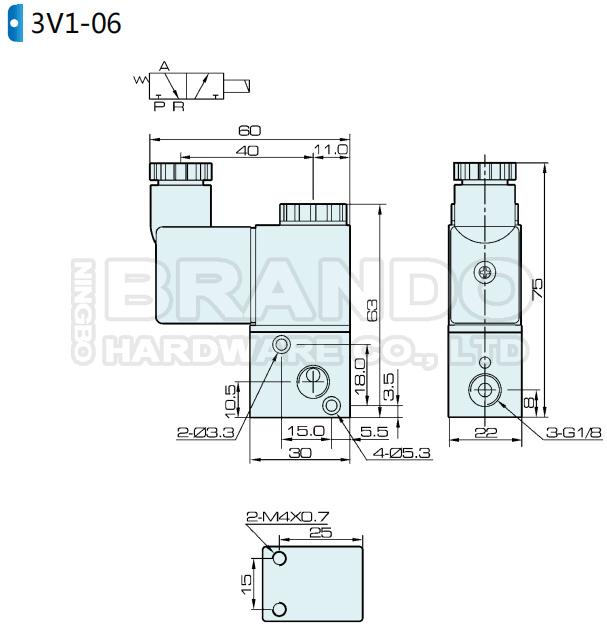 3V1 Series 1/6'' Pneumatic Solenoid Air Valve 3V1-06 24V 220V 0