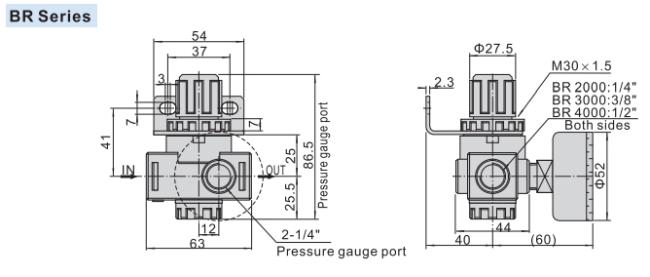 Airtac Type Pneumatic Air Regulator AR1500 AR2000 BR2000 BR3000 BR4000 2