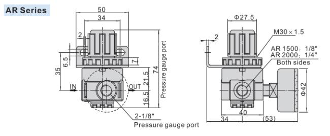 Airtac Type Pneumatic Air Regulator AR1500 AR2000 BR2000 BR3000 BR4000 1