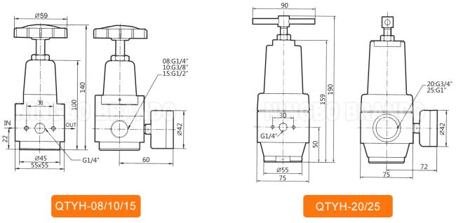QTYH-15 1/2'' 35 bar High Pressure Pneumatic Air Regulator Pressure Reducing Valve 0