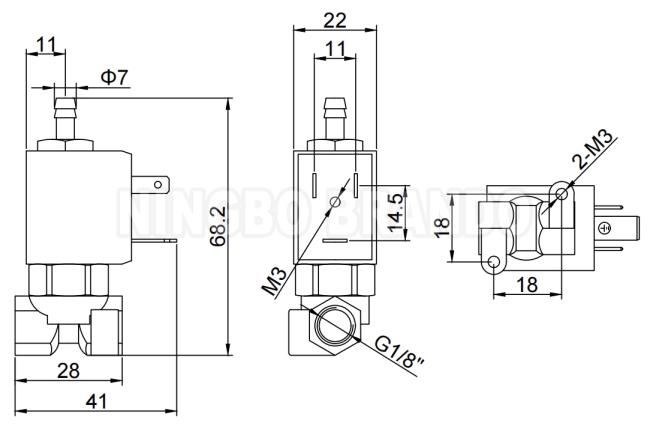 Coffee Machine Stainless Steel 3 Way Solenoid Valve 1/8'' 220V 110V 24V 0