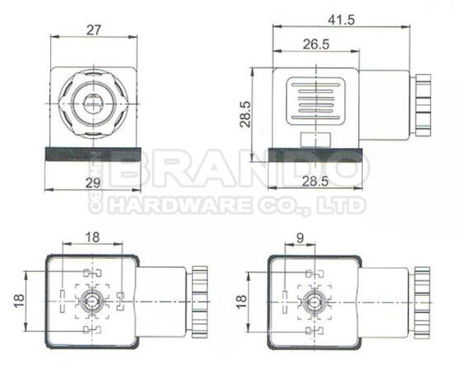 DIN43650A Solenoid Valve Coil Connector With LED DIN 43650 Type A 0