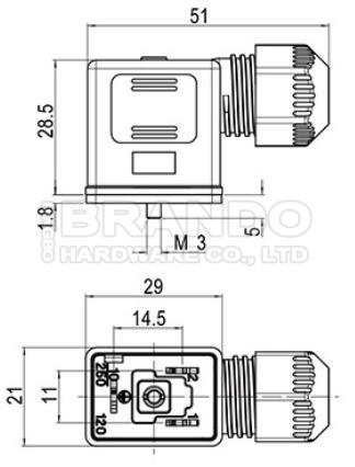 DIN43650B IP67 Waterproof Solenoid Valve Coil Connector DIN 43650 Form B 0