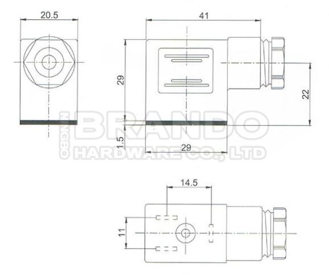 DIN 43650 Type C DIN43650C Solenoid Valve Coil Connector 24VDC 1