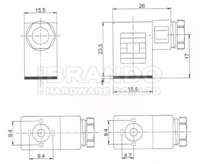DIN43650C Solenoid Valve Coil Connector With LED DIN 43650 Form C 0