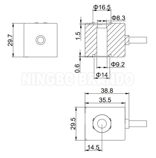 CNOMO Type Pneumatic Solenoid Valve Coil With Cable Wire 9mm Hole Diameter 13VA 10W 0