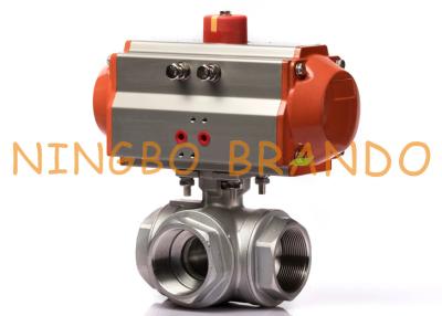 China Three Way Pneumatic Actuator Ball Valve 2'' DN50 Female Threaded for sale