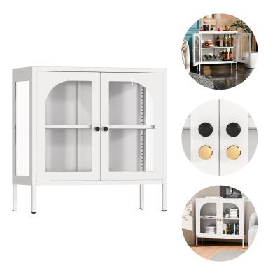 China Metal Sideboard Storage Cabinet With Glass Doors for sale