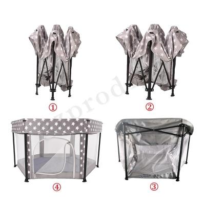 China Multifunctional Portable Metal Fabric Baby Playard Folding Travel Playpen Indoor and Outdoor Use for sale