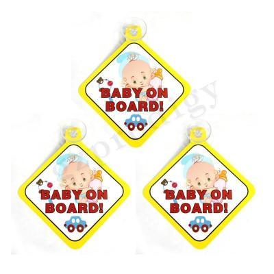 China Prodigy PVC Materials car sign 127*127mm light weight colorful cute baby on board car sign for sale
