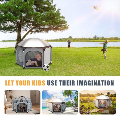 China Indoor And Outdoor Folding A Pop Up Play Tent Orange Grey Blue Color for sale